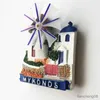 Kylmagneter grekiska aegiska mykonos ö vindmillhus kylmagnet turist souvenir kylskåp klistermärken hem ornament