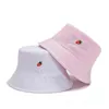 Womens Doublesided Flower Embroidered Fisherman Hat Wholesale Double Sided with Basin Cap Seasonal Sun Bucket 240403