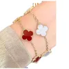 Brand Charm Van versione High Clover Bracelet 925 Pure Silver placcato con Fritillaria bianca Agata Rossa Oro 18K.