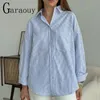 Femmes de printemps Blans de poitrine célibataire Col de revers vintage Bureau à manches longues Lady Femme Shirt Chic Pocket Top Blusas 240411