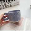 9icz Mugs Korean Ins Style Creative Ring Handle Ceramic Mug Splash Ink Oregelbundet kaffekopp Frukost Milk Tea Cup Office Home Drinkware 240417
