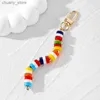 Keychains lanyards boho ovaal kwaad eye korrels sleutelhanger sleutelring vrouwen nieuwe kleurrijke tassel turkish lucky blauwe ogen tas airpods doos auto sleutel accessoires y240417