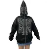 Kvinnors hoodies kvinnor goth strass skelett vårens höstkläder långärmad tröja jacka kvinnliga kläder y2k streetwear