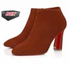 Avec des chaussures de robe de boîte Bottes de créateurs populaires Femmes à la mode Bouettes courtes Boot de la cheville High Heels Luxury Talèle Femme Femme épaisse talon 35-42 Chunky