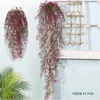 Dekorativa blommor 2 PCS Artificial Golden Willow Bell Wall Hanging Fake Plant Decoration Plastic Faux Vines for Home Garden Balcony