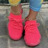 Casual Shoes Ladies Sneakers Kvinnors Mesh Flats Woman Lace Up Breattable Female Shoe Comfort Candy Color Solid Plus Size Size