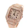 Armbanduhren TBTK ICED OUT MEN WATCH Square Diamond Quarz Luxus Herren Handgelenk Uhr GOLD ROMAN Clock Relogio Maskulino D240417