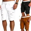 Fashion Men Boy Skinny Runway Straight Short Denim Pants Destroyed Ripped Jeans Shorts Plus Size 240417