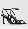 Zarif Marka Kadın Opyum Sandals Ayakkabı Siyah Patent Deri Toka Fasting Ayak Bileği Kayışı Yüksek Topuklu Parti Düğün Lady Yürüyüş EU35-42