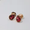 Stud Earrings Brand Pure 925 Sterling Silver Gold Color Mini Water Drop Full Diamond White Red Fine Jewelry