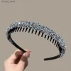 Headbands 2023 New Pearl Rhinestone Headband for Women Fashion Hairband Wash Face Hair Hoop With Toothed Hair Accessories Gifts Wholesale Y240417