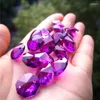 Chandelier Crystal Selling 200pcs Dark Purple 14mm Glass Octagon Beads In 2Holes For Strand Garlands Parts Curtain Accessory Free Rings