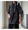 Men's Tracksuits Summer Retro T Shirt Set Cargo Style Pocket Fashion Casual Hoodies Short Sleeve Shorts Men Loose Clothing Suit