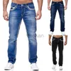 HBWA Men's Jeans Spring and Automne Washed Europe The United States Men Leisure Stretch Color Couleur de Fashion High Quality Wear D240417