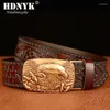 Belts Eagle Pattern Buckle Cowskin Leather Belt TOP Quality Alloy Automatic Wasitbad Strap Genuine Gift Men