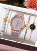 Montre-bracelets 5pcs mode polyvalent Starry Sky Sky's Women's Belt Quartz Watch with Bracelet Combination Set