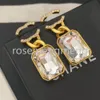Yellow Brass Earrings Stud Fashion Inlay Crystal Earrings Woman Luxury Designer Brand Letter C Jewelry Women Top Quality Gold Plated Wedding Gifts Luxury Jewelry