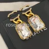 Gelbe Messingohrringe Hölzer Mode Inlay Crystal Ohrringe Frau Luxusdesigner Marke Brief C Schmuck Frauen höchste Qualität goldener Hochzeitsgeschenke Luxusschmuck