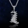 Colliers pendentifs Creative Cartoon Dinosaur Iced Out Cumbic Zircon Collier Cool Hip Hop Jewelry Gift for Men Party2760