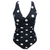 Polka Dot baddräkt Slimming Triangle Jumpsuit för kvinnor F41757