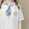 Work Dresses Two Piece Set Japanese Harajuka Plaid Mini Women Skirt School Uniforms A-line Cute High Waist Kawaii Sailor Suits