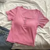 Kadın Tişörtleri Yaz Sıska Baharatlı Kız Retro U-boyun gri kısa kollu tişört kadınlar için