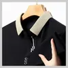 High-End Summer Business Coul Betathing Fabric Mens Lapel Polo Shirt Kort ärm Fashion Designer Tops M-4XL 240329