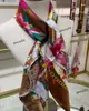 Silk Scarf Cotton Blend Women Fashion G Silkes Scarf Designers Scarves Top Quality Silk Color Blocking Fransed Rdges Storlek G 90x90 100% Premium Twill Silk med låda