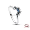 Solitaire Ring Summer Blue Celestial Blue Sparkling Moon Sun for Women Stackable Finger Band Fashion Sier Fine Jewellry Crystal Drop DHC7X