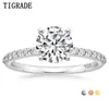 Tigrade 925 Sterling zilver voor vrouwen 125 ct Round Solitaire 5a kubieke zirkonia verlovingsring Halo belofte maat 412 240417