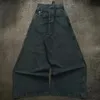 Projeto de padrão de personalidade geométrica Jeans de cintura alta Y2K de grande cintura para homens 2000 Hip-Hop Street Versátil reto Baggy Pant 240417