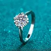 Cluster anneaux de luxe platine PT950 Femme Moissanite Diamond Ring Love Flower Brace Tails Hundred for Girlfriends Wedding Jewelry