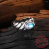 Cluster Anneaux 925 Silver Silver Oval Moonstone Twist Open Ring Open Fomen