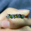 Anneaux de cluster 10pcs / lot DIOPSIDE NATUREL DIOPSIDE RING PERFECT PERFECT TEXTURE TIXTURES RÉGLABLES S925 ENCRADS SIRGE STERLING