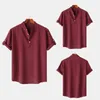 Herren-T-Shirts Männer Kurzarm Shirt Business Stilvoller Sommer mit Stand Halsband Cufflink Detail Slim Fit for Casual