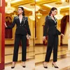 Women's Two Piece Pants Exquisite Pearls Women Suits 2 Pieces Formal One Button Blazer Peaked Lapel Plus Size Custom Made Mother Of The