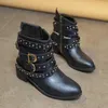 Kwadratowe obcasy botki motocyklowe Nit Zip Projekt kostki dla kobiecych buty w stylu ulicznym Western Bot Large Size43 240408