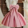 Girl Dresses Baby Big Bow For Girls 2024 Solid Toddler Birthday Princess Dress Elephant Kids Formal Prom Gown 1 -5 Years