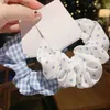 Hair Rubber Bands Stretchy Polka Dot Plaid Daisy Print Blue Series Scrunchies Hair Rope Women Hair Ties Ponytail Holder Elastic Hair Rubber Band Y240417