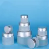 Top Quatily 5g 10g 15g 20g 30g 50g Frosted Glass Cosmetic Jar Empty Face Cream Storage Container Refillable Sample Bottle with Silver Lids