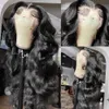 Brazilian Hair 30 40 Inch Body Wave 13X4 HD Transparent Frontal 360 Lace Front Glueless Black Synthetic Closure Wig