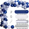 Decoração de festa 65pcs Pearl Marinha azul prateada Confetti Balões Arco Kit Kit Baby Chão de bebê 1º 2º aniversário Decoração de casamento Supplies de noiva