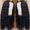 Utrue Indian 4x4 Wave Front Human Hair Wigs for黒人女性深い巻き毛レース閉鎖ウィッグプリラークヘアラインライン