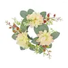 Decorative Flowers Candle Ring Wreath Elegant Artificial Dahlia With Green Leaves For Home Wedding Party Table Centerpiece