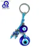 Keychains Lonyards Lucky Eye Glass Blue Trkiye Evil Eye Pendant Chain Car Chain Chain Alloy Silver Key Chain Chaint Y240417