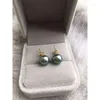 Stud Earrings Genuine 9mm Real South Sea Gray Pearl