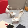 Women Sandals Fashion Summer Pompes Scarpe di lusso 2024 Summer Nuovo tacco rotante trasparente da 15,5 cm Tanna super alto 6 colori Scarpe da sposa disponibili con scatola