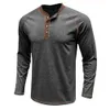 Couleur de chemise Henley pour hommes Blogage de t-shirts à manches longues