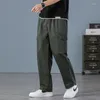 Pantalon masculin cargo coton coton po poche lâche droite décontractée 2024 printemps mâle plus taille jogging jogger sportive travail pantalon