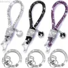 Keychains Lanyards Crystal Car Keychain For Women Key Chain Accessories With Rhinestones Keyring Short Rope Christmas Gifts Jewelry Accessories New d240417